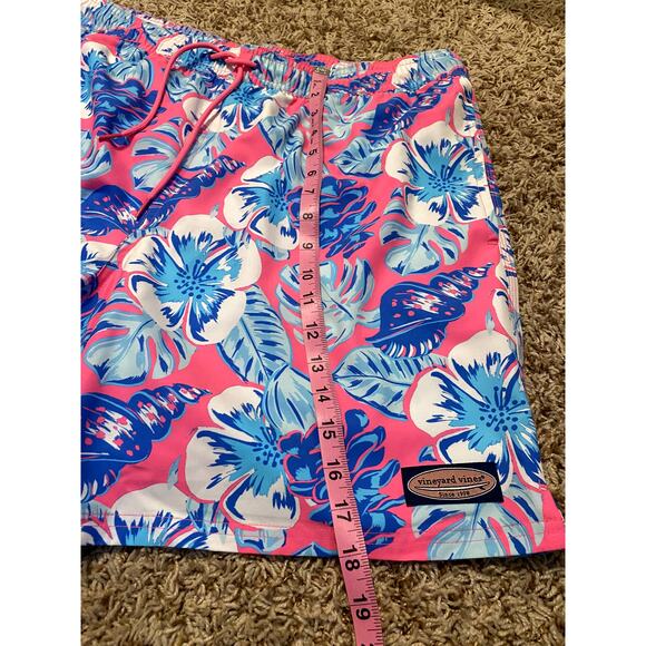 Vineyard Vines Pink Blue Swim Trunks Shorts Pockets Swim Shorts Floral - Picture 8 of 9